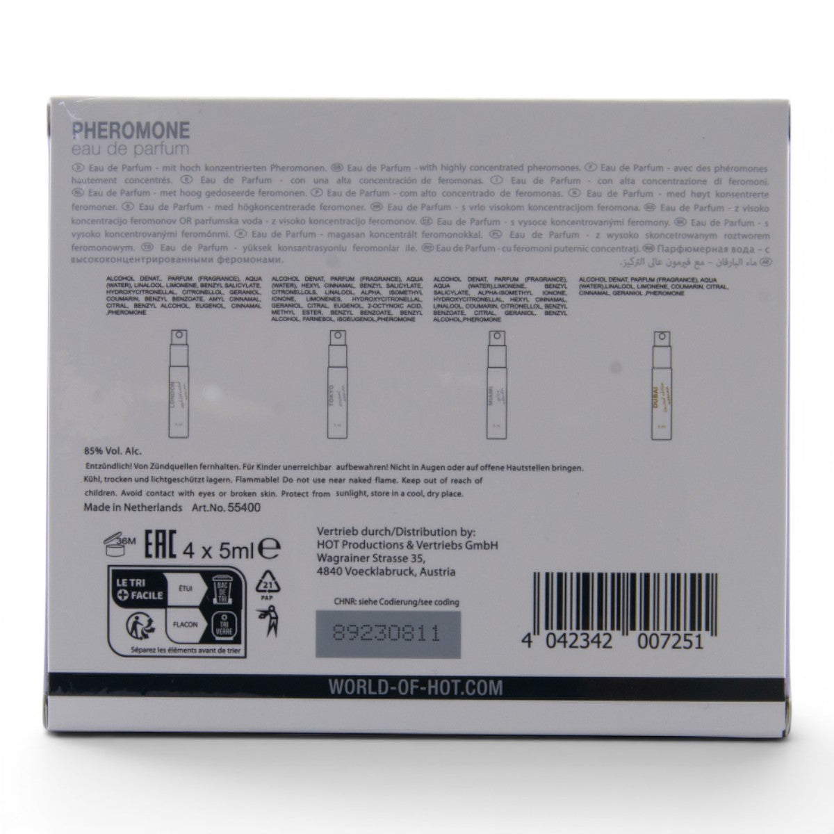 Desire Cities – Feromoniparfyymi Discovery Set naisille – HOT Pheromone Perfume Tester-Box LMTD Women 4x5 ml
