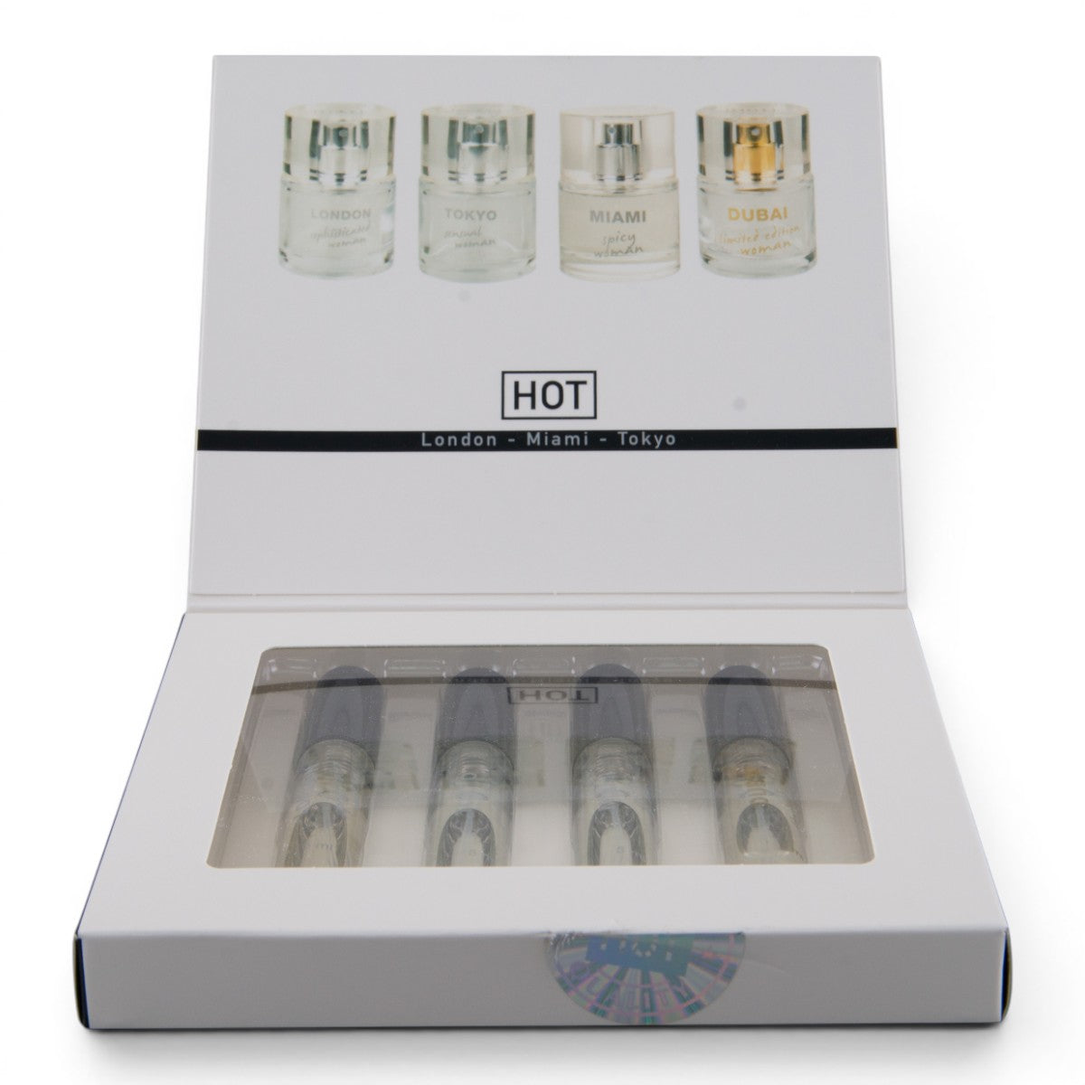 Desire Cities – Feromoniparfyymi Discovery Set naisille – HOT Pheromone Perfume Tester-Box LMTD Women 4x5 ml