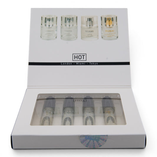 Desire Cities – Feromoniparfyymi Discovery Set naisille – HOT Pheromone Perfume Tester-Box LMTD Women 4x5 ml